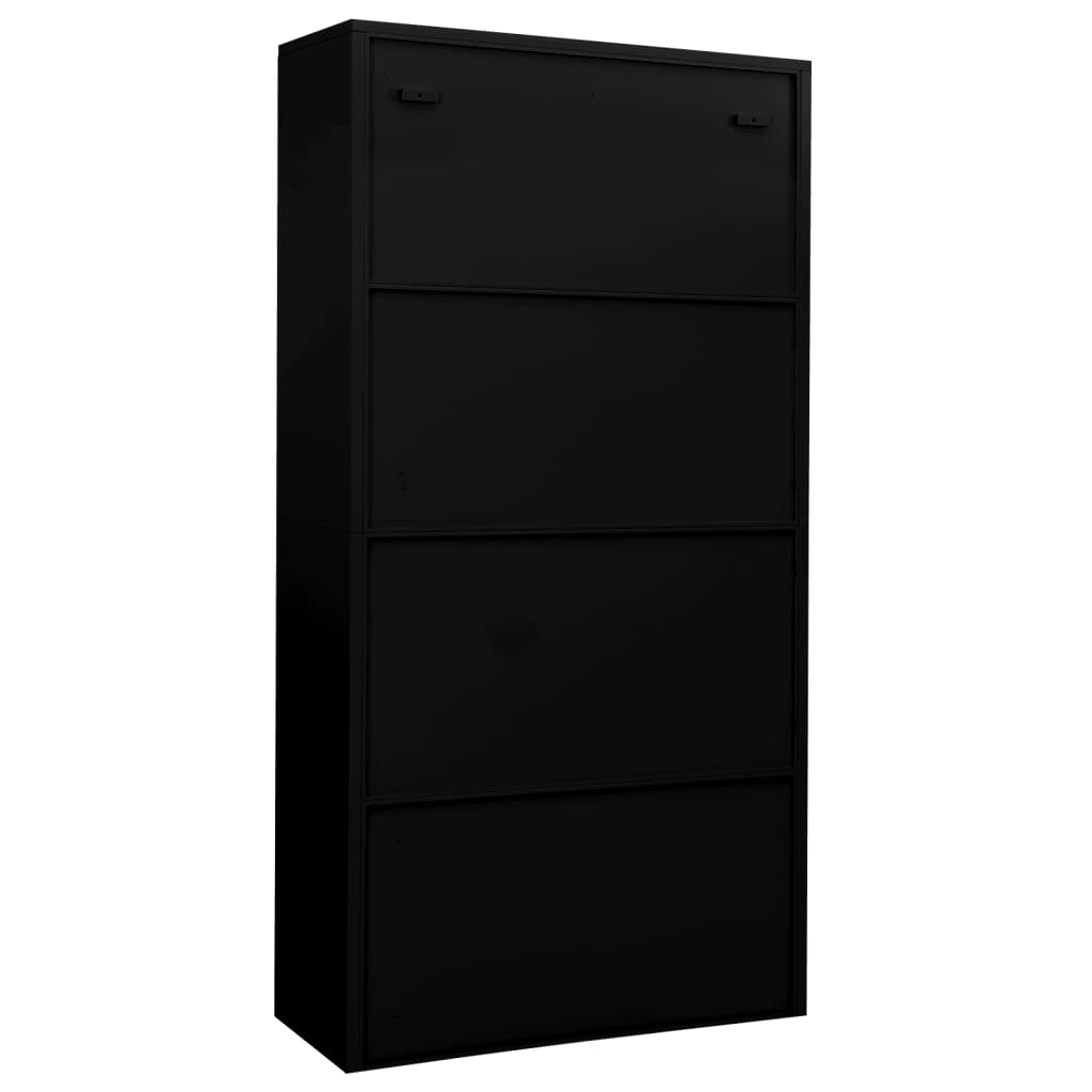 Büroschrank Schwarz 90x40x180 cm Stahl