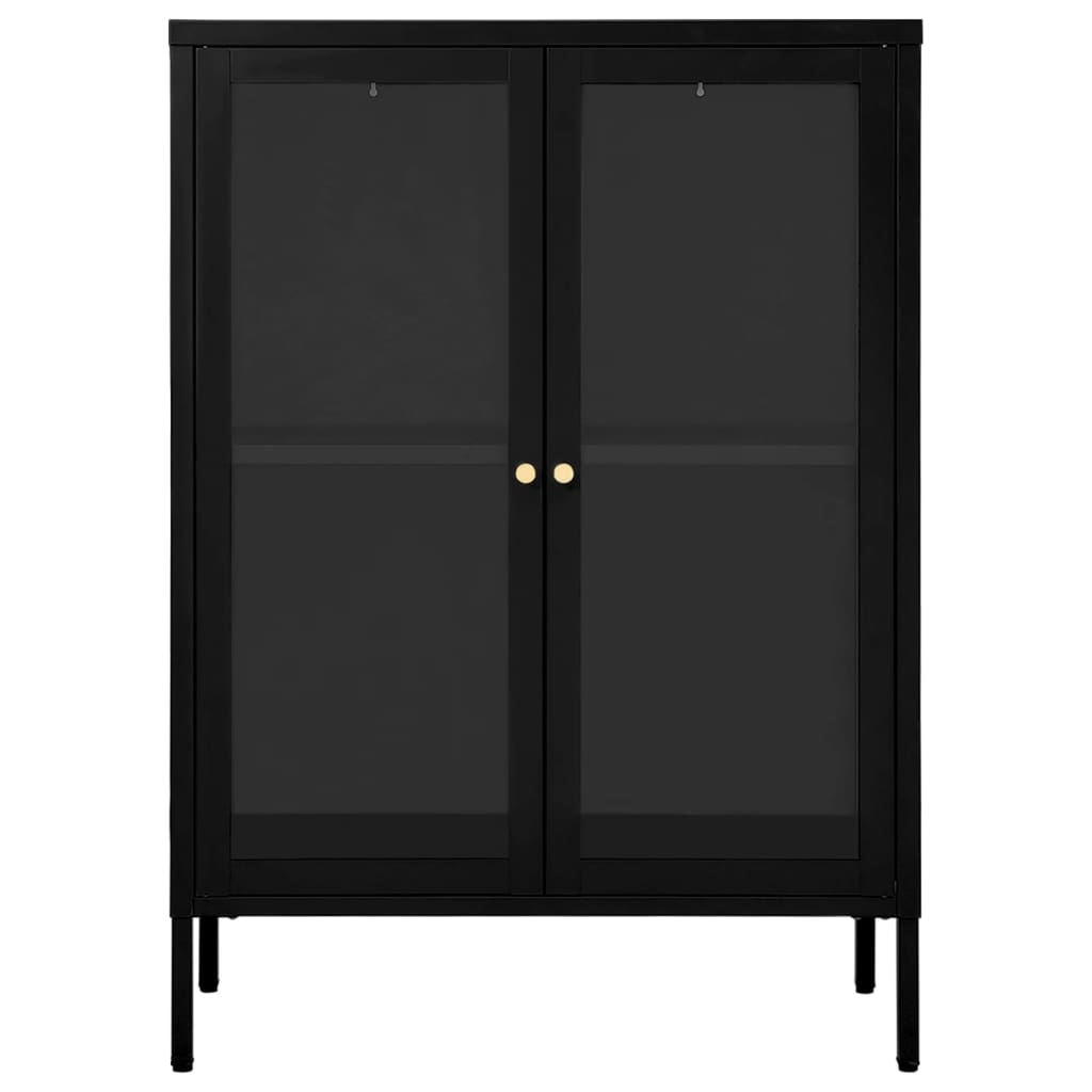 Sideboard Schwarz 75x35x105 cm Stahl und Glas - heimxxl.de