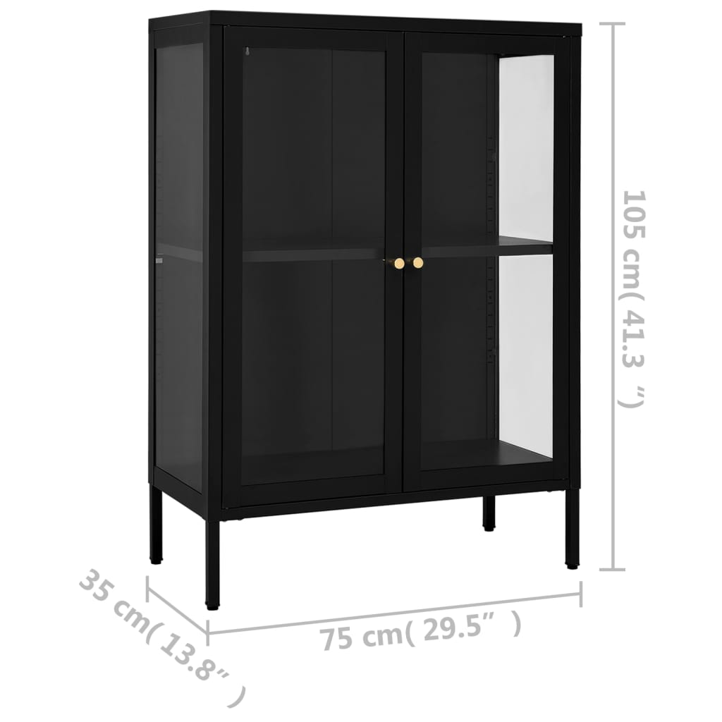 Sideboard Schwarz 75x35x105 cm Stahl und Glas - heimxxl.de