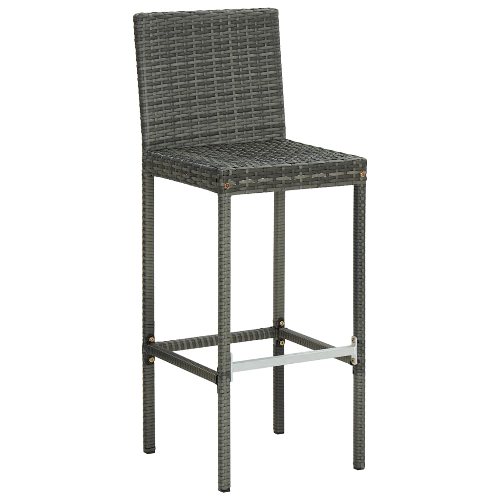 Garten-Barhocker mit Kissen 2 Stk. Grau Poly Rattan - heimxxl.de
