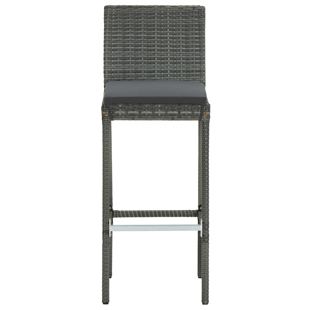 Garten-Barhocker mit Kissen 2 Stk. Grau Poly Rattan - heimxxl.de