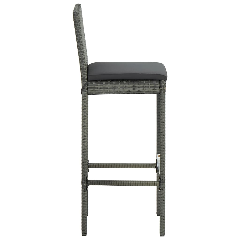 Garten-Barhocker mit Kissen 2 Stk. Grau Poly Rattan - heimxxl.de