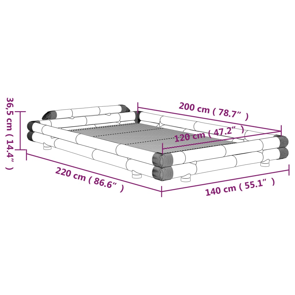 Bambusbett 120x200 cm