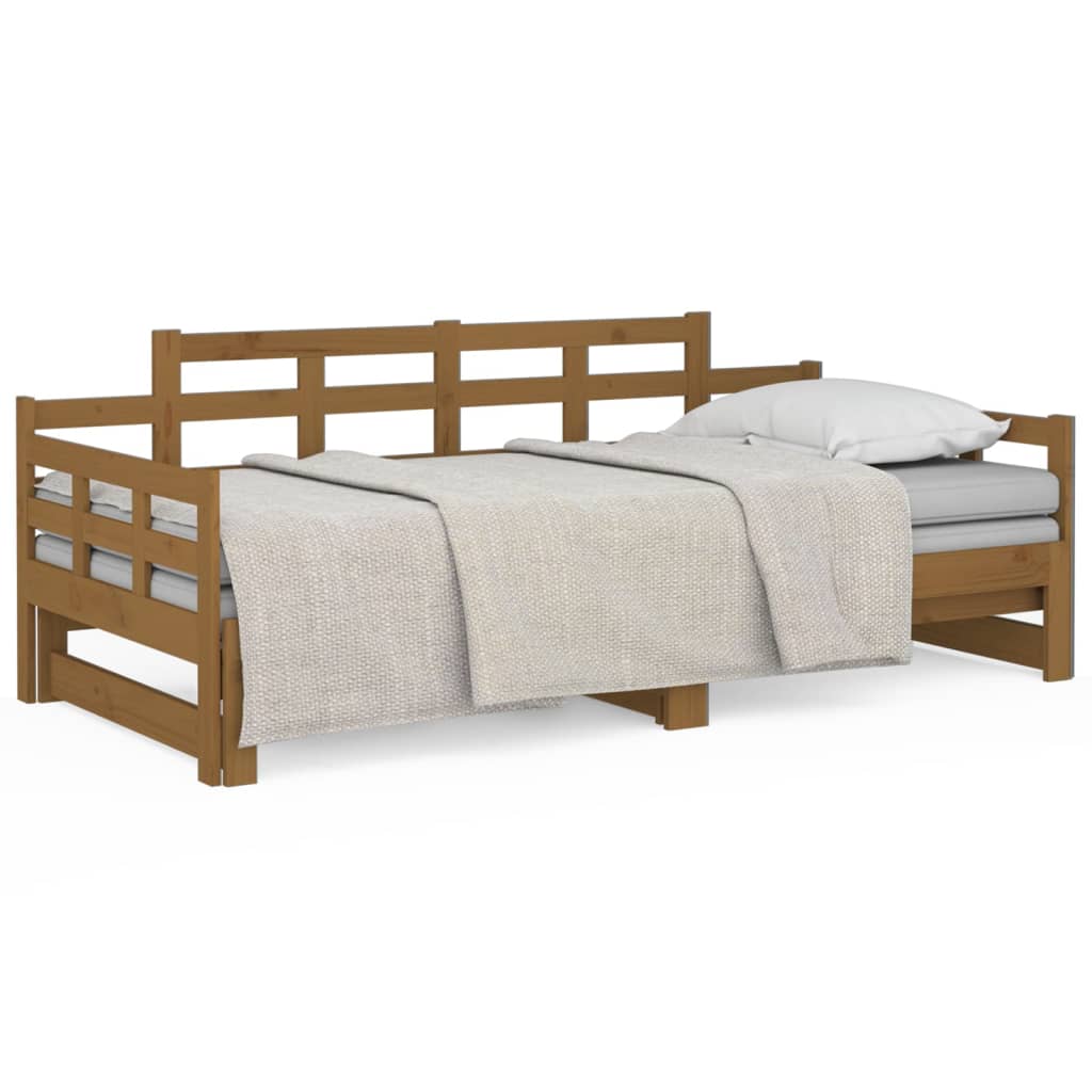Tagesbett Ausziehbar Honigbraun Massivholz Kiefer 2x(90x190) cm - heimxxl.de