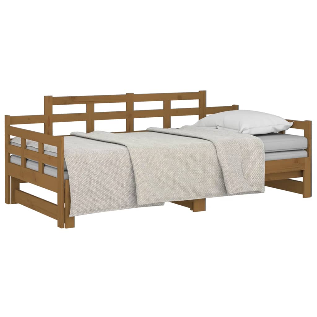 Tagesbett Ausziehbar Honigbraun Massivholz Kiefer 2x(90x190) cm - heimxxl.de