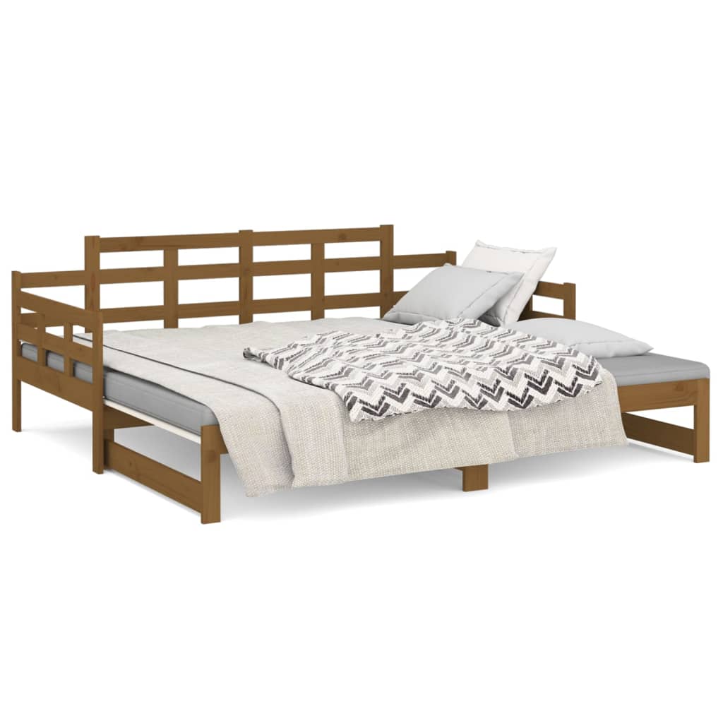 Tagesbett Ausziehbar Honigbraun Massivholz Kiefer 2x(90x190) cm - heimxxl.de
