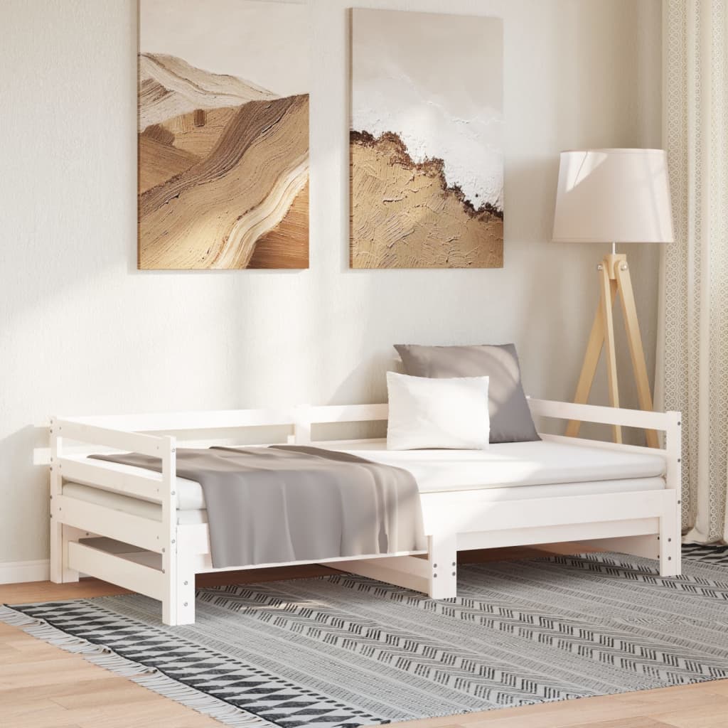 Ausziehbares Tagesbett ohne Matratze Weiß 90x190 cm