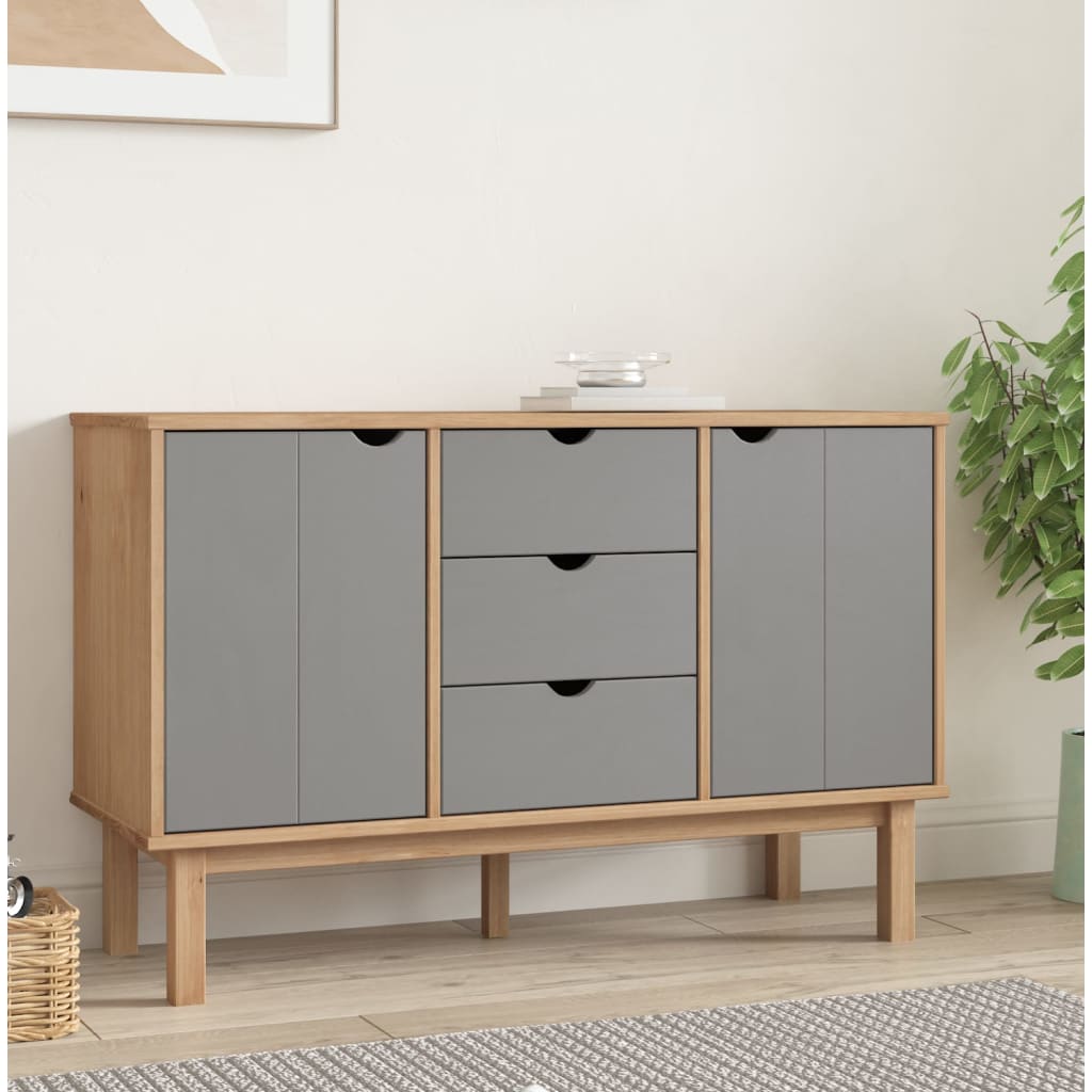 Sideboard OTTA Braun&Grau 113,5x43x73 cm Massivholz Kiefer - heimxxl.de
