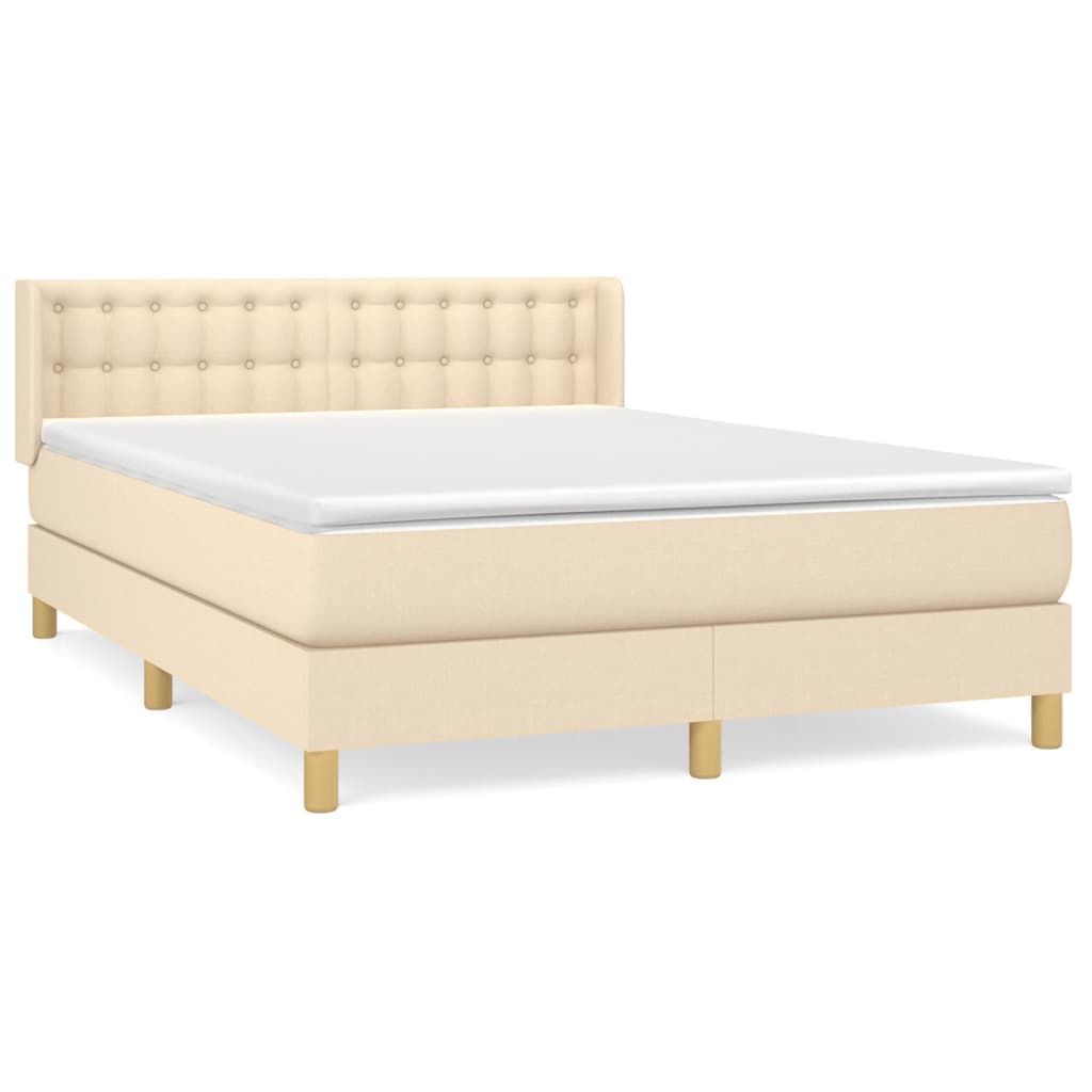 Boxspringbett mit Matratze Creme 140x190 cm Stoff