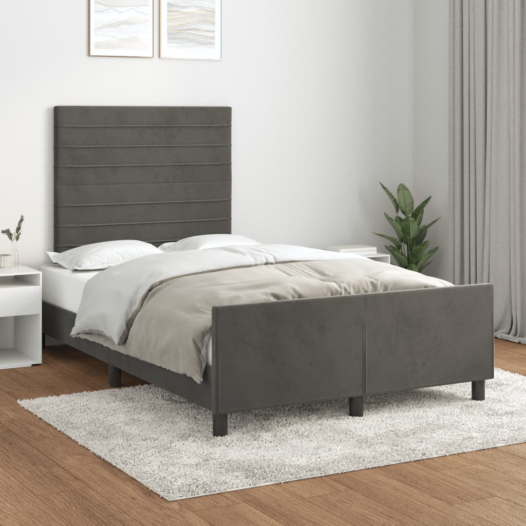 Bettgestell ohne Matratze Dunkelgrau 120x200 cm Samt