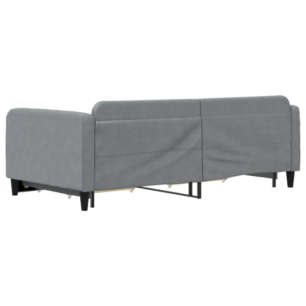 Tagesbett Ausziehbar mit Schubladen Hellgrau 100x200 cm Stoff