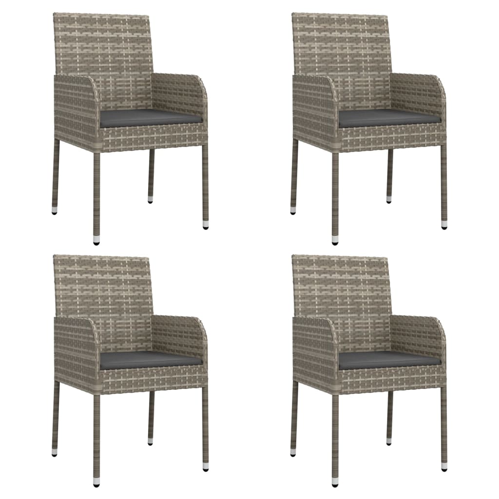 Gartenstühle mit Kissen 4 Stk. Poly Rattan Grau - heimxxl.de