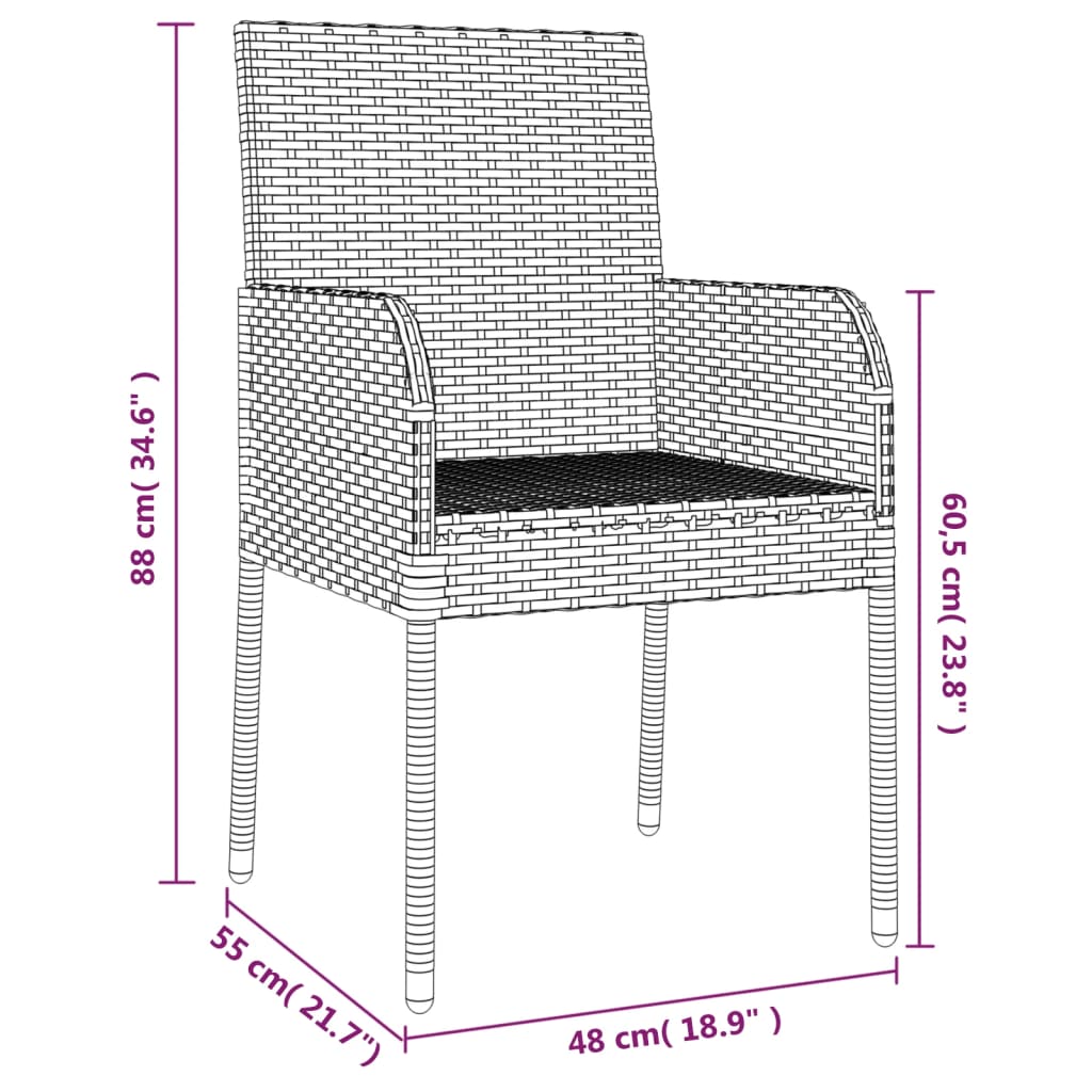 Gartenstühle mit Kissen 4 Stk. Poly Rattan Grau - heimxxl.de