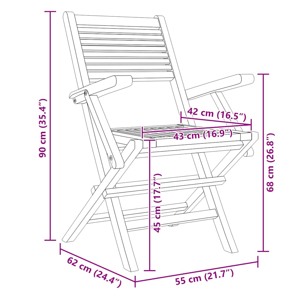 Gartenstühle 4 Stk. Klappbar 55x62x90 cm Massivholz Teak - heimxxl.de