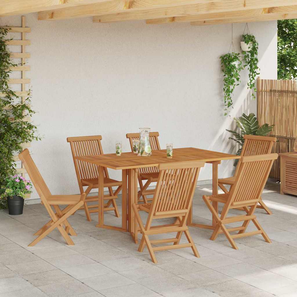7-teiliges Garten Essset aus massivem Teakholz