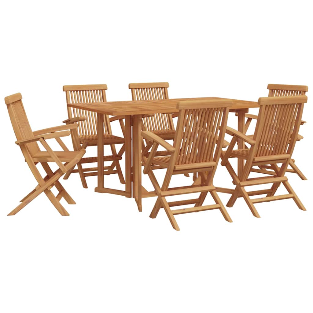 7-teiliges Garten Essset aus massivem Holz Teak