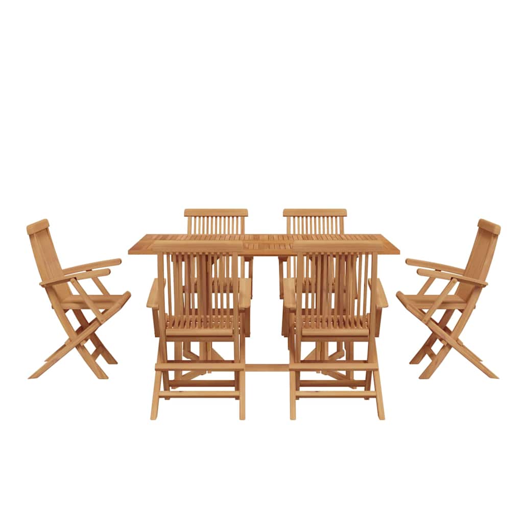 7-teiliges Garten Essset aus massivem Holz Teak