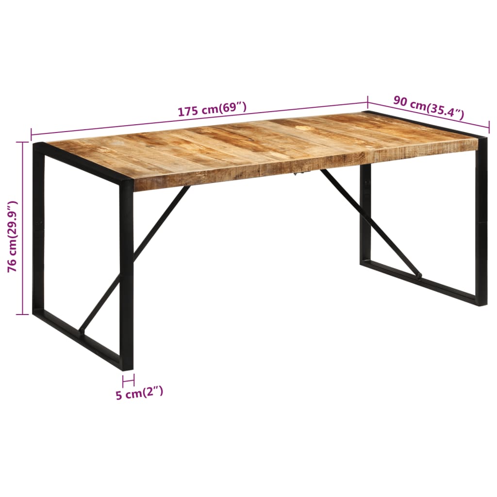 Esstisch 175x90x76 cm Raues Massivholz Mango