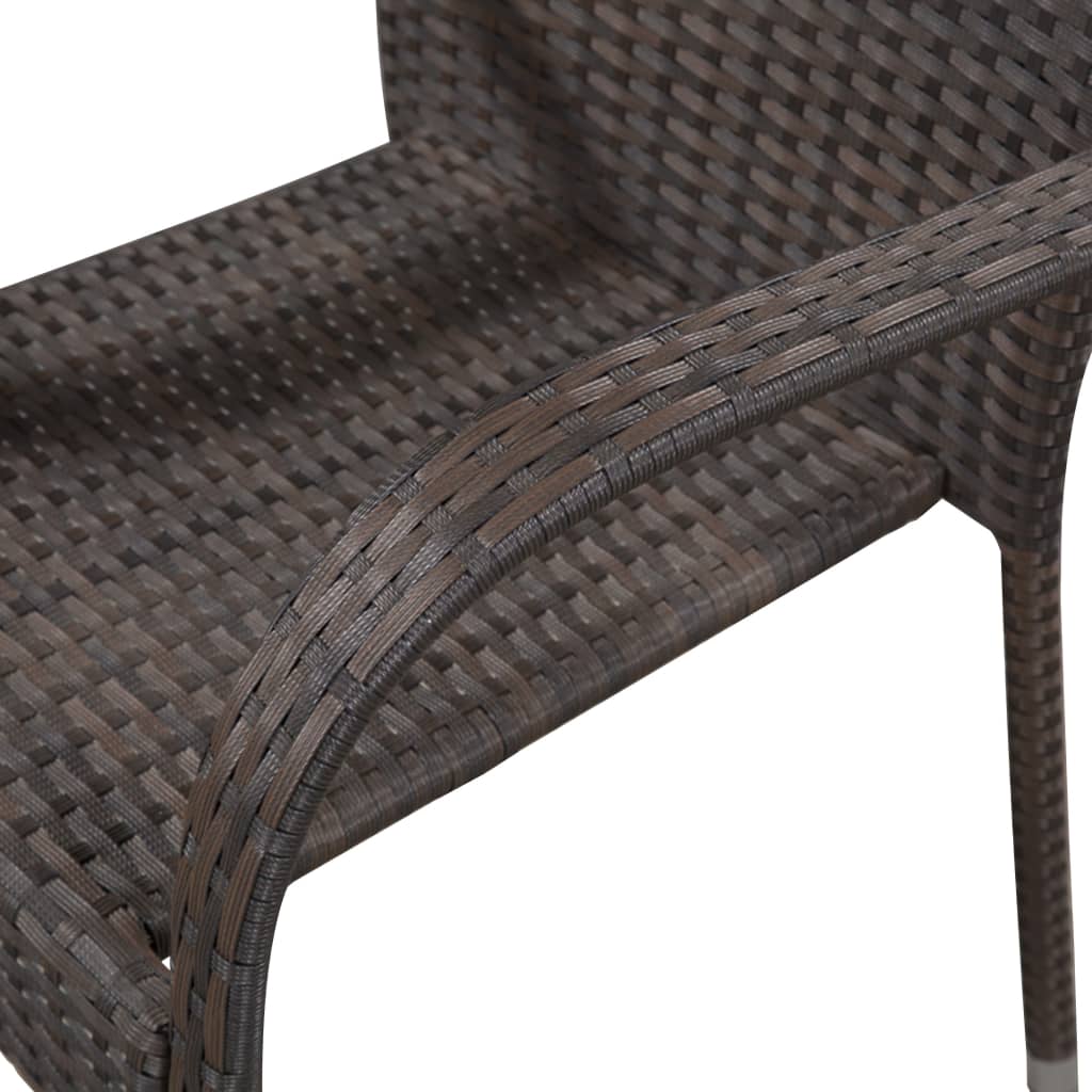 5-tlg. Garten-Essgruppe Braun Poly Rattan