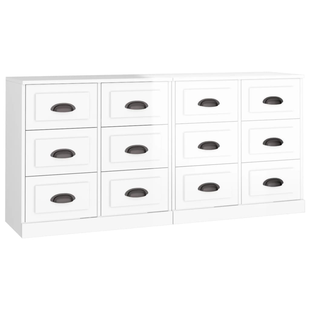 Sideboards 2 Stk. Hochglanz-Weiß Holzwerkstoff - heimxxl.de