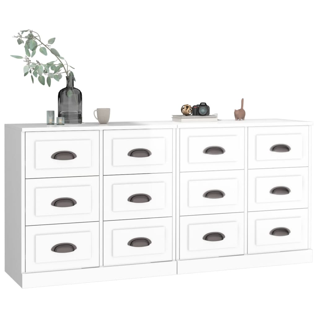 Sideboards 2 Stk. Hochglanz-Weiß Holzwerkstoff - heimxxl.de