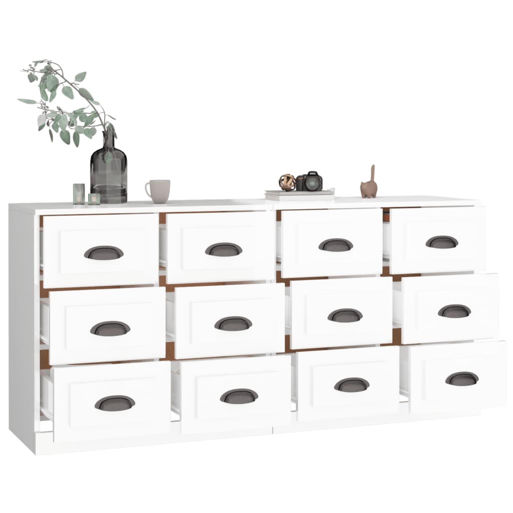 Sideboards 2 Stk. Hochglanz-Weiß Holzwerkstoff - heimxxl.de