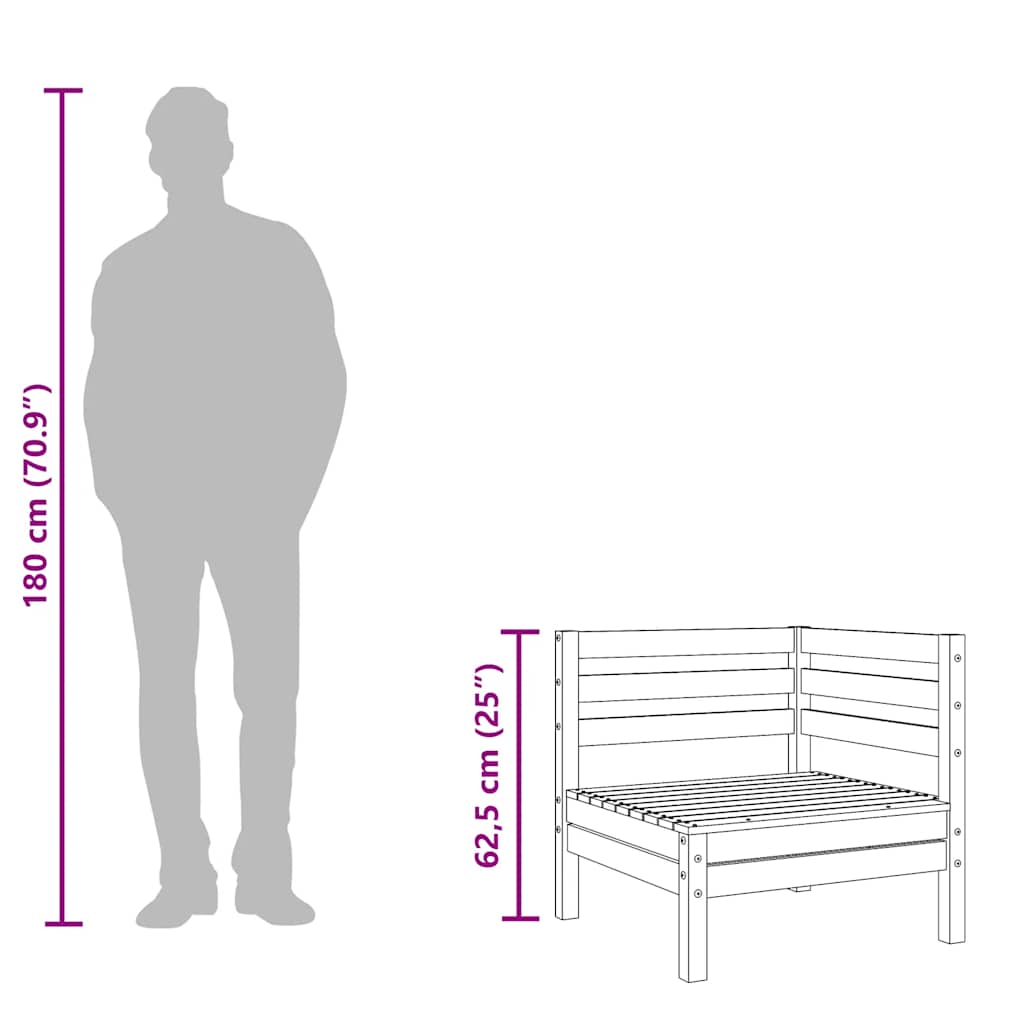 Gartensofa 2-Sitzer mit Hocker Massivholz Kiefer