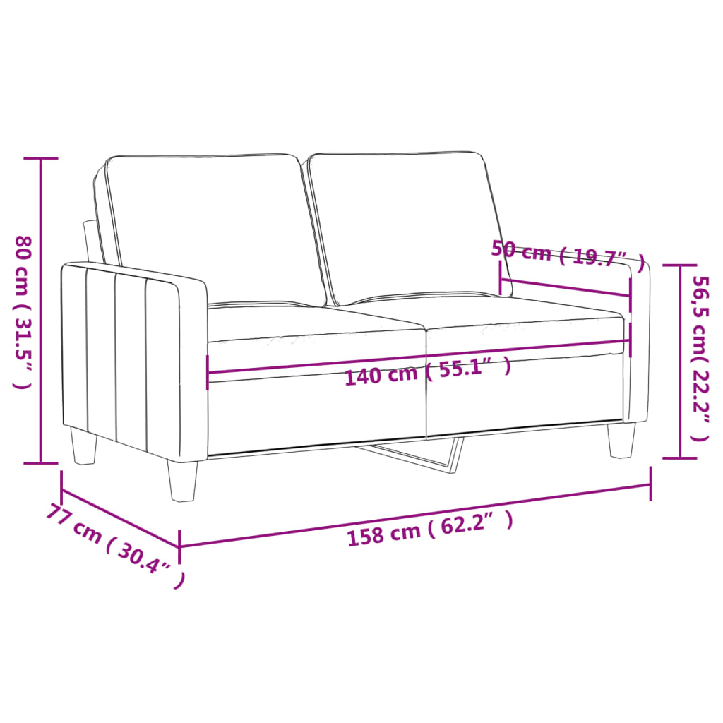 2-Sitzer-Sofa Creme 140 cm Kunstleder - heimxxl.de