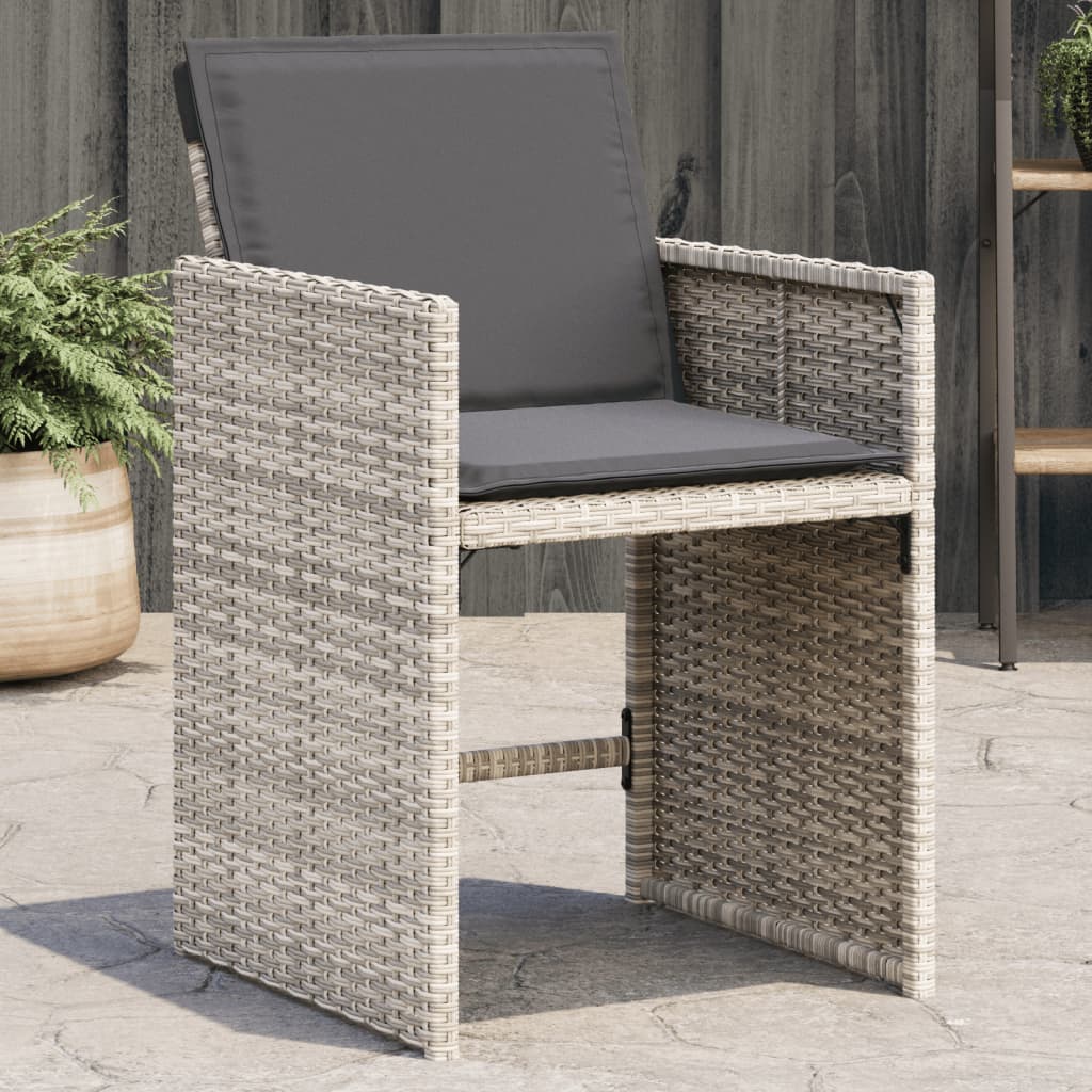 Gartenstühle mit Kissen 4 Stk. Hellgrau Poly Rattan - heimxxl.de