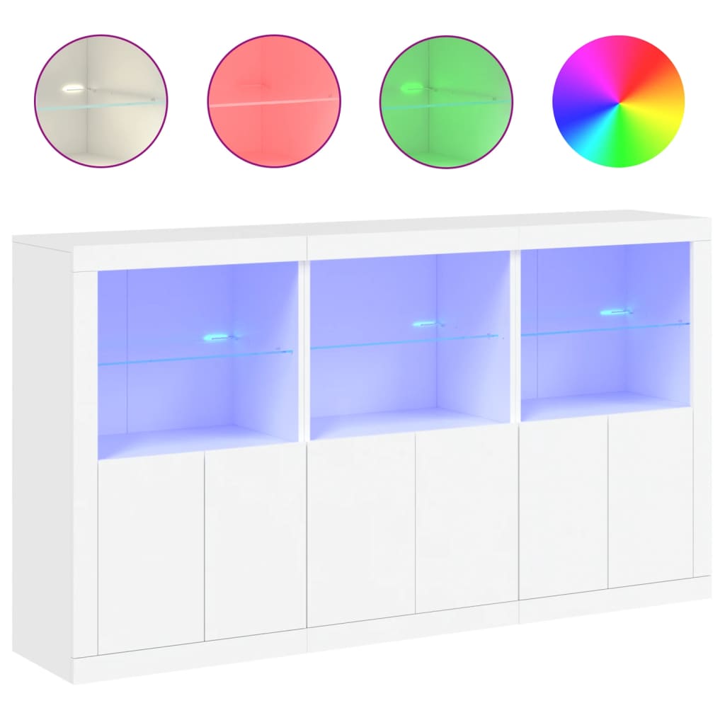 Sideboard mit LED-Leuchten Weiß 181,5x37x100 cm - heimxxl.de