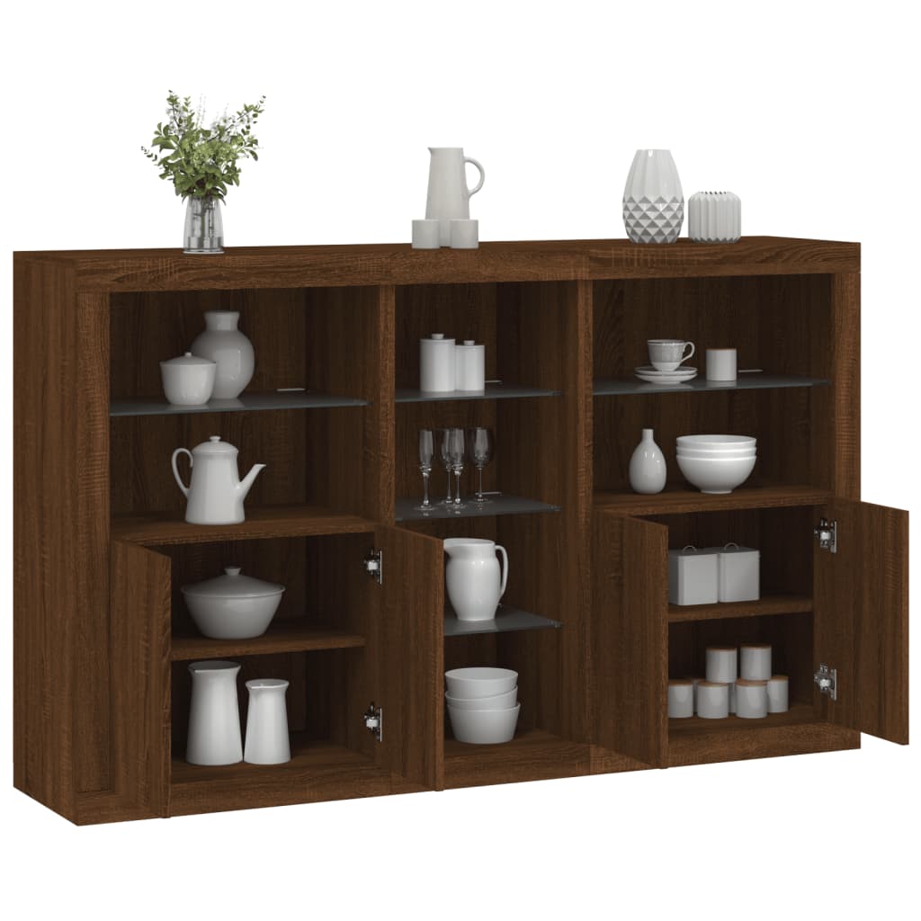 Sideboard mit LED-Leuchten Braun Eichen-Optik 162x37x100 cm - heimxxl.de