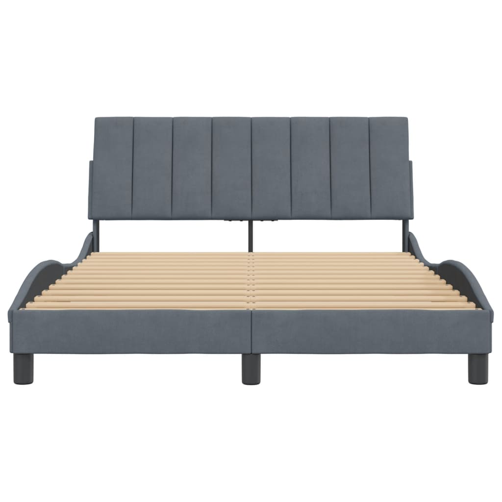 Bettgestell ohne Matratze Dunkelgrau 140x190 cm Samt