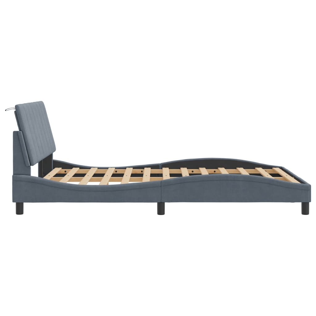 Bettgestell ohne Matratze Dunkelgrau 140x190 cm Samt