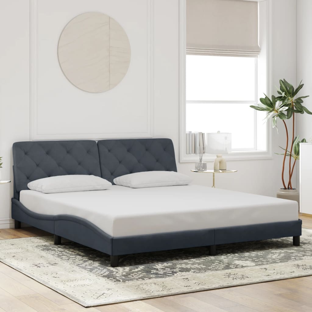 Bettgestell ohne Matratze Dunkelgrau 180x200 cm Samt