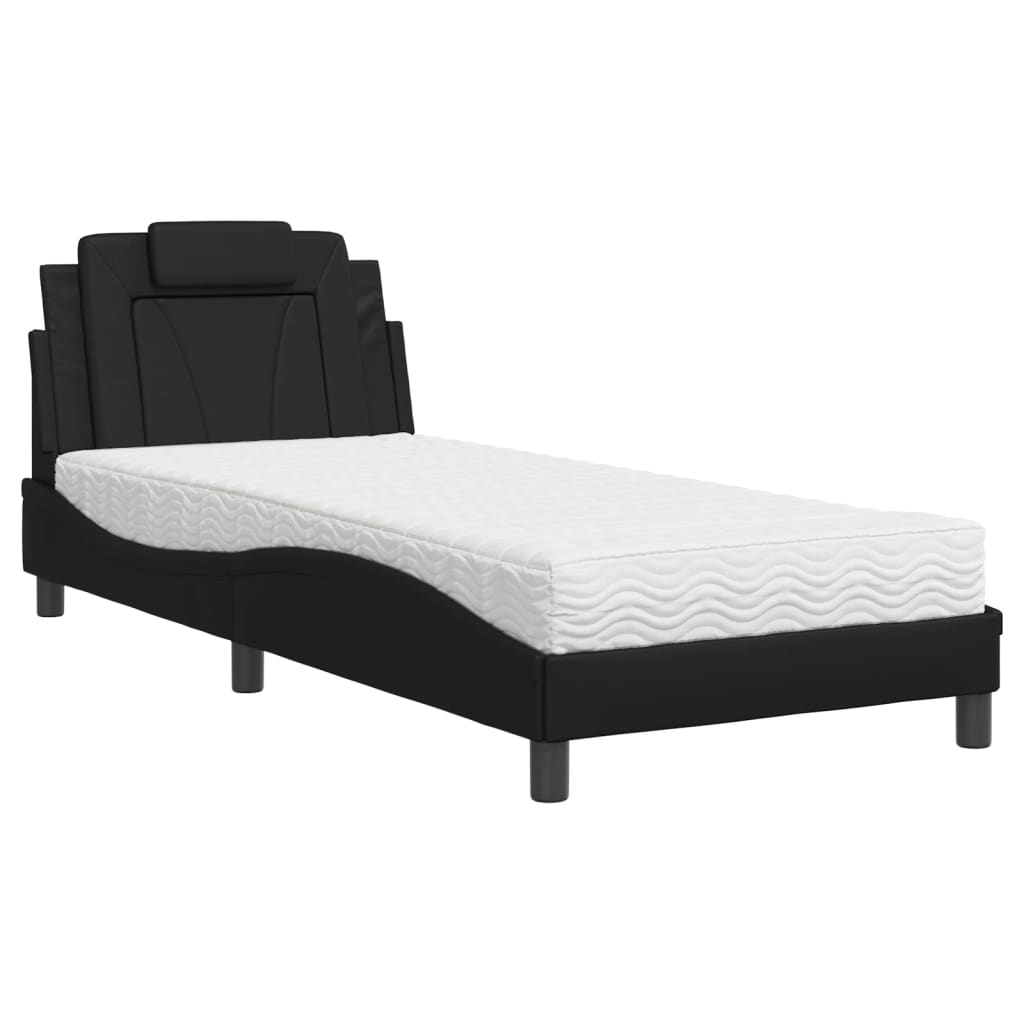 Bett "Viana" mit Matratze Schwarz 80x200 cm Kunstleder