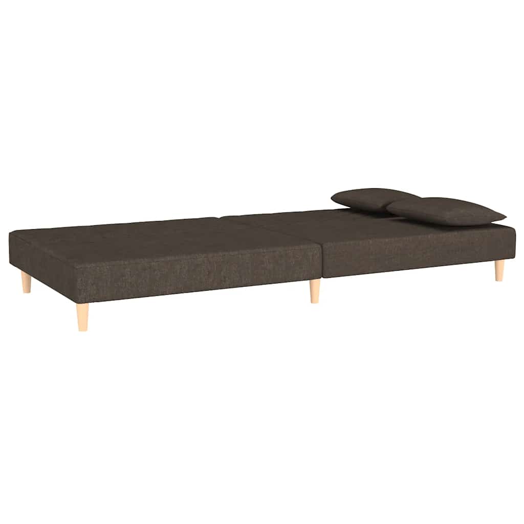 Schlafsofa 2-Sitzer mit 2 Kissen Braun Stoff