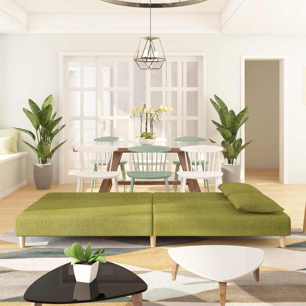 Schlafsofa 2-Sitzer mit 2 Kissen Grün Stoff