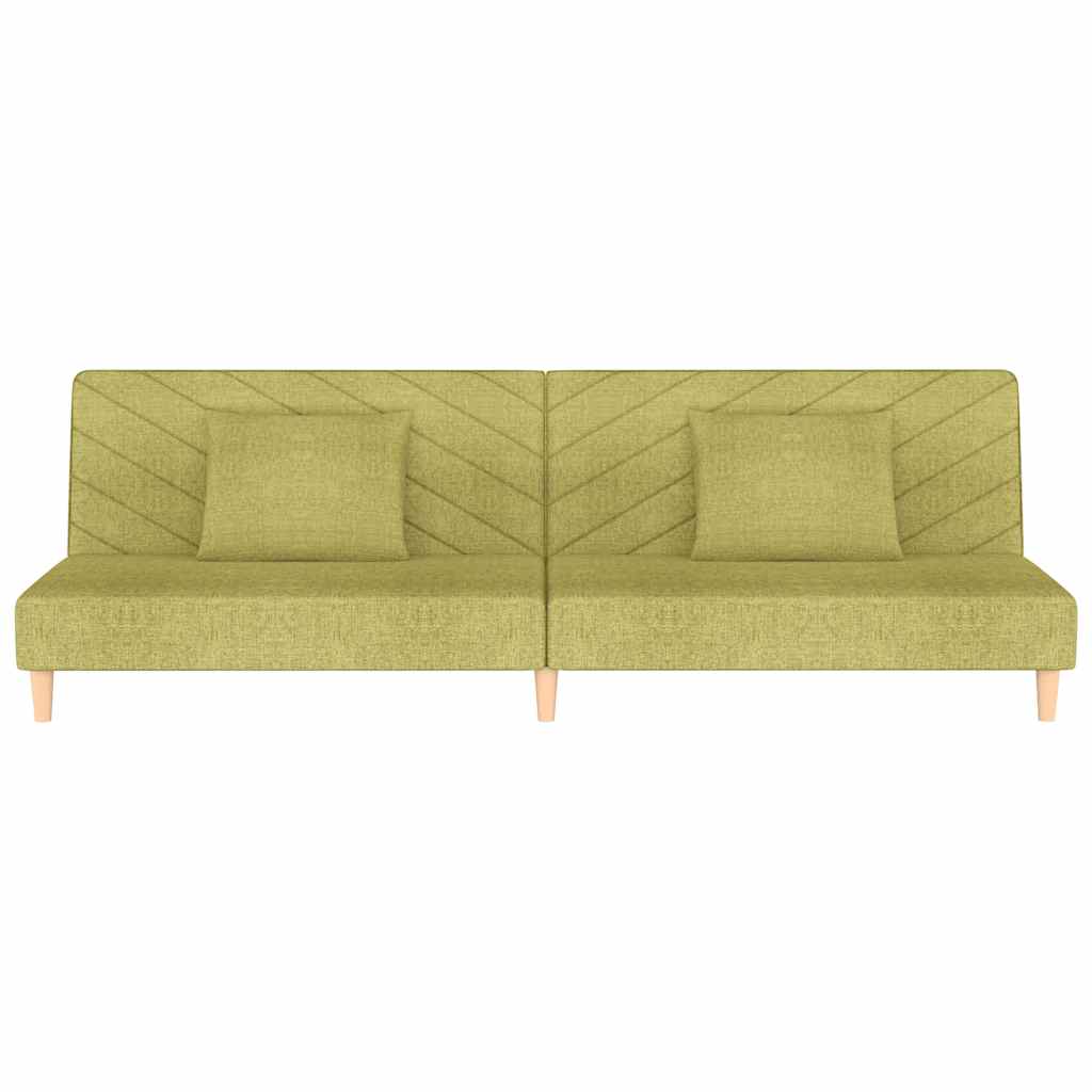 Schlafsofa 2-Sitzer mit 2 Kissen Grün Stoff