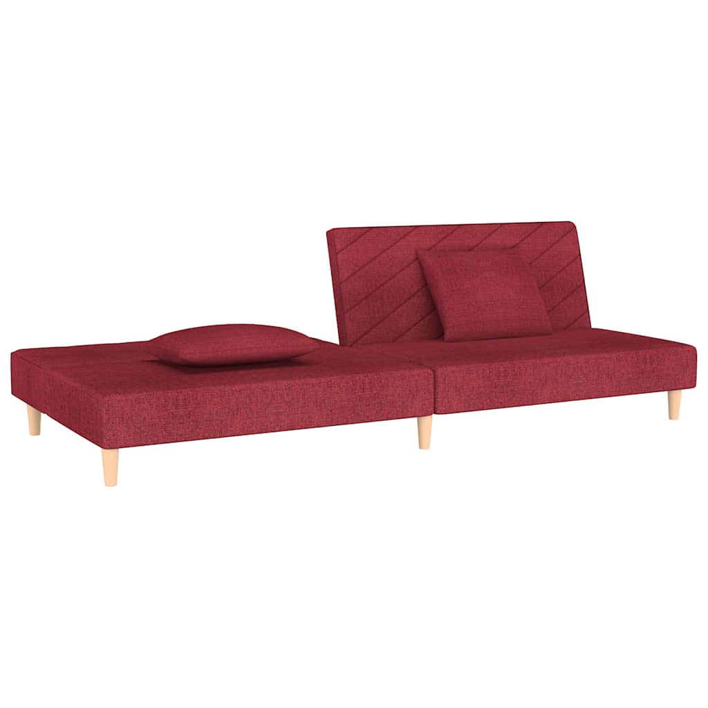 Schlafsofa 2-Sitzer mit 2 Kissen Weinrot Stoff