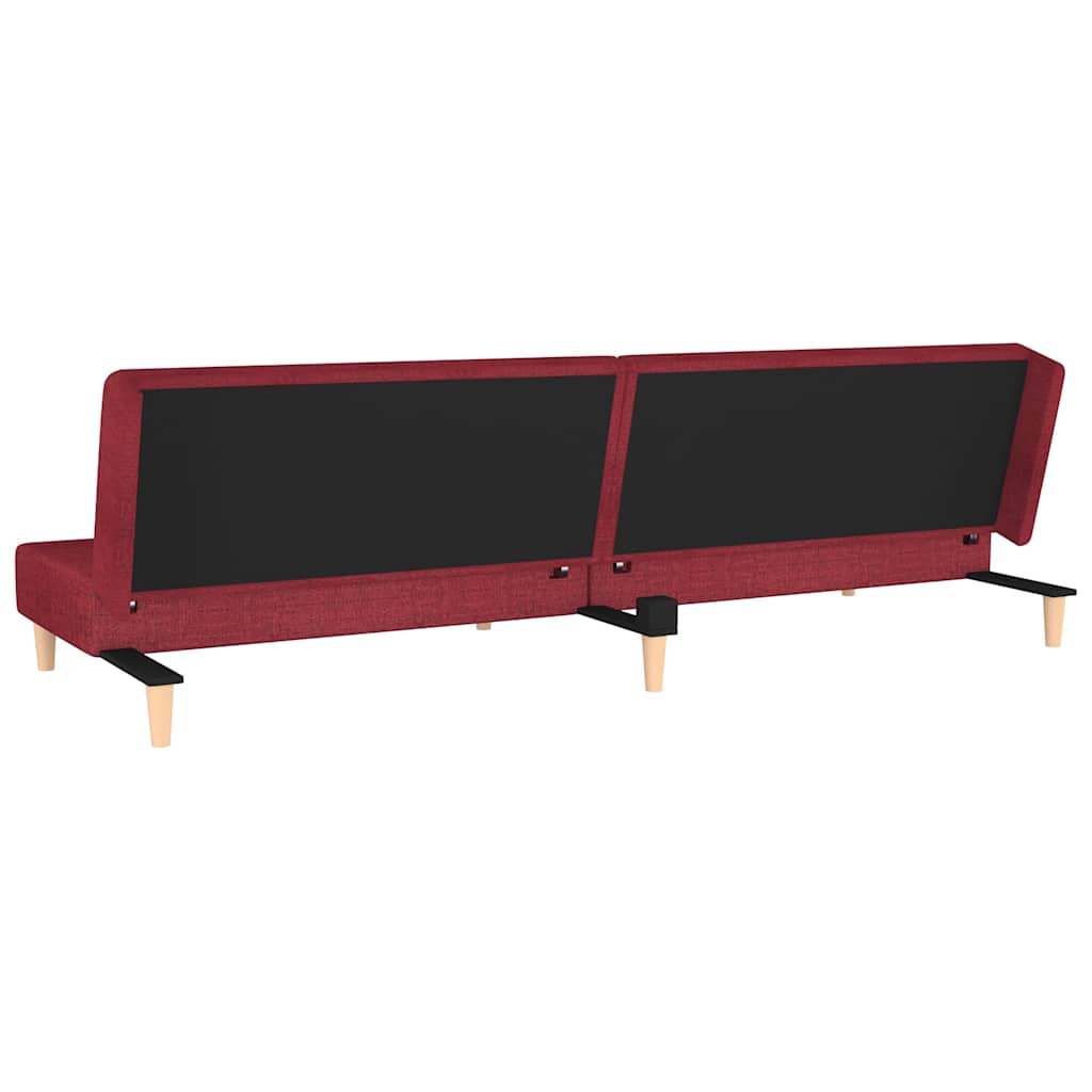 Schlafsofa 2-Sitzer mit 2 Kissen Weinrot Stoff