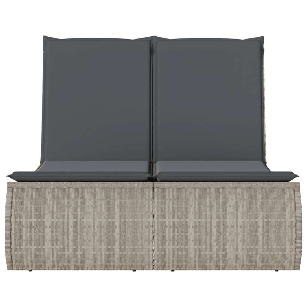 Doppel-Sonnenliege mit Kissen Hellgrau Poly Rattan - heimxxl.de