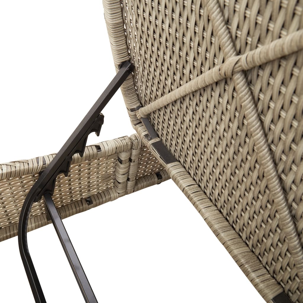 Doppel-Sonnenliege mit Kissen Hellgrau Poly Rattan - heimxxl.de