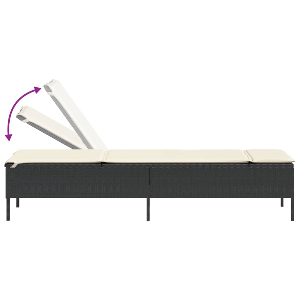Sonnenliege mit Tisch und Auflage Schwarz Poly-Rattan - heimxxl.de