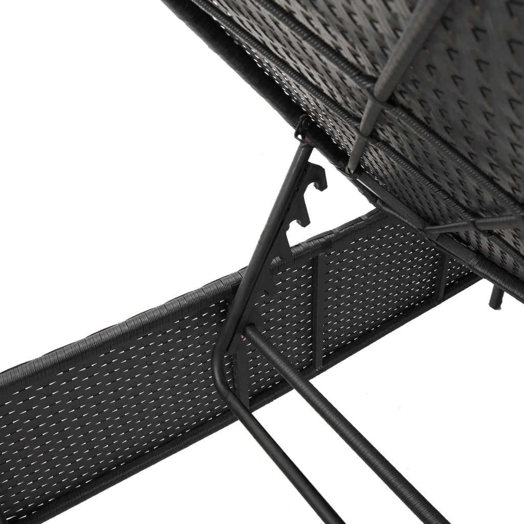 Sonnenliege mit Tisch und Auflage Schwarz Poly-Rattan - heimxxl.de