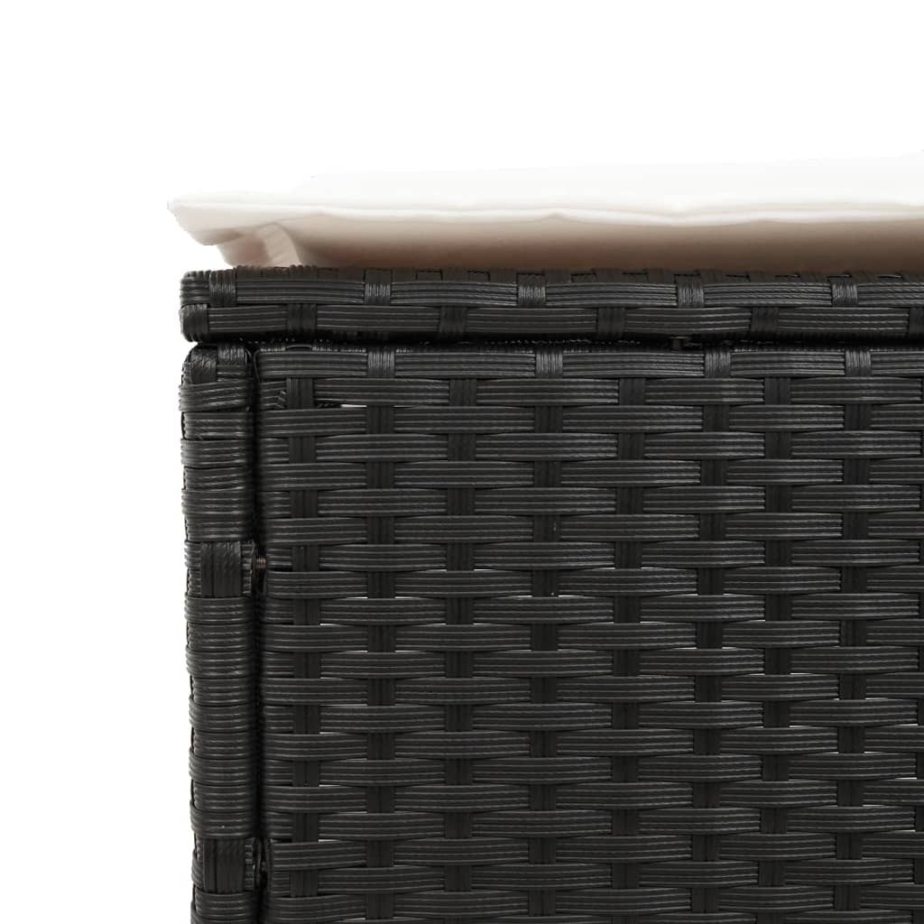 Sonnenliege mit Tisch und Auflage Schwarz Poly-Rattan - heimxxl.de