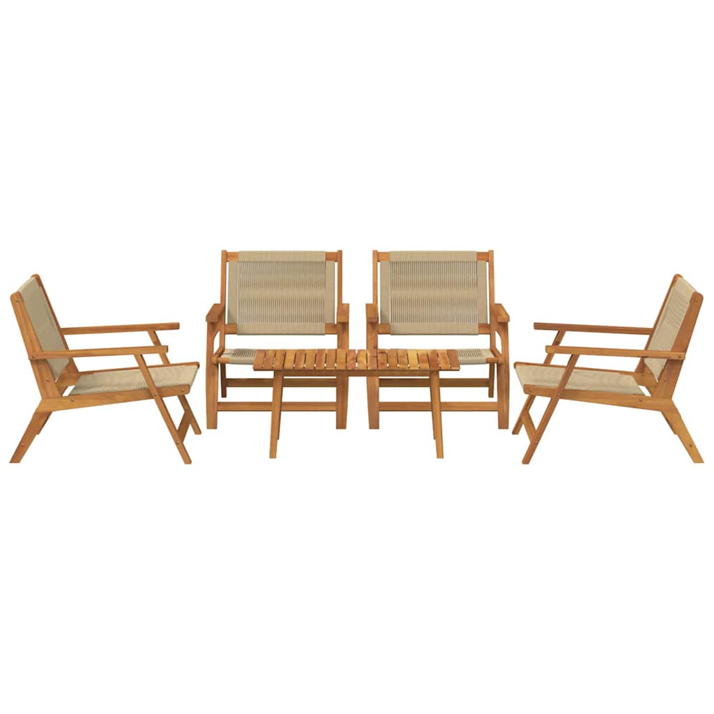 5-teiliges Garten-Set: Beige Akazienholz Stühle und Tisch