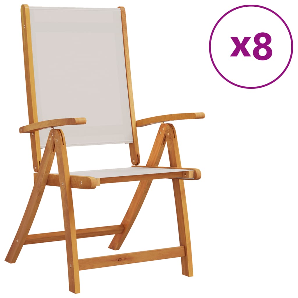 Gartenstühle 8 Stk. Klappbar Massivholz Akazie und Textilene - heimxxl.de