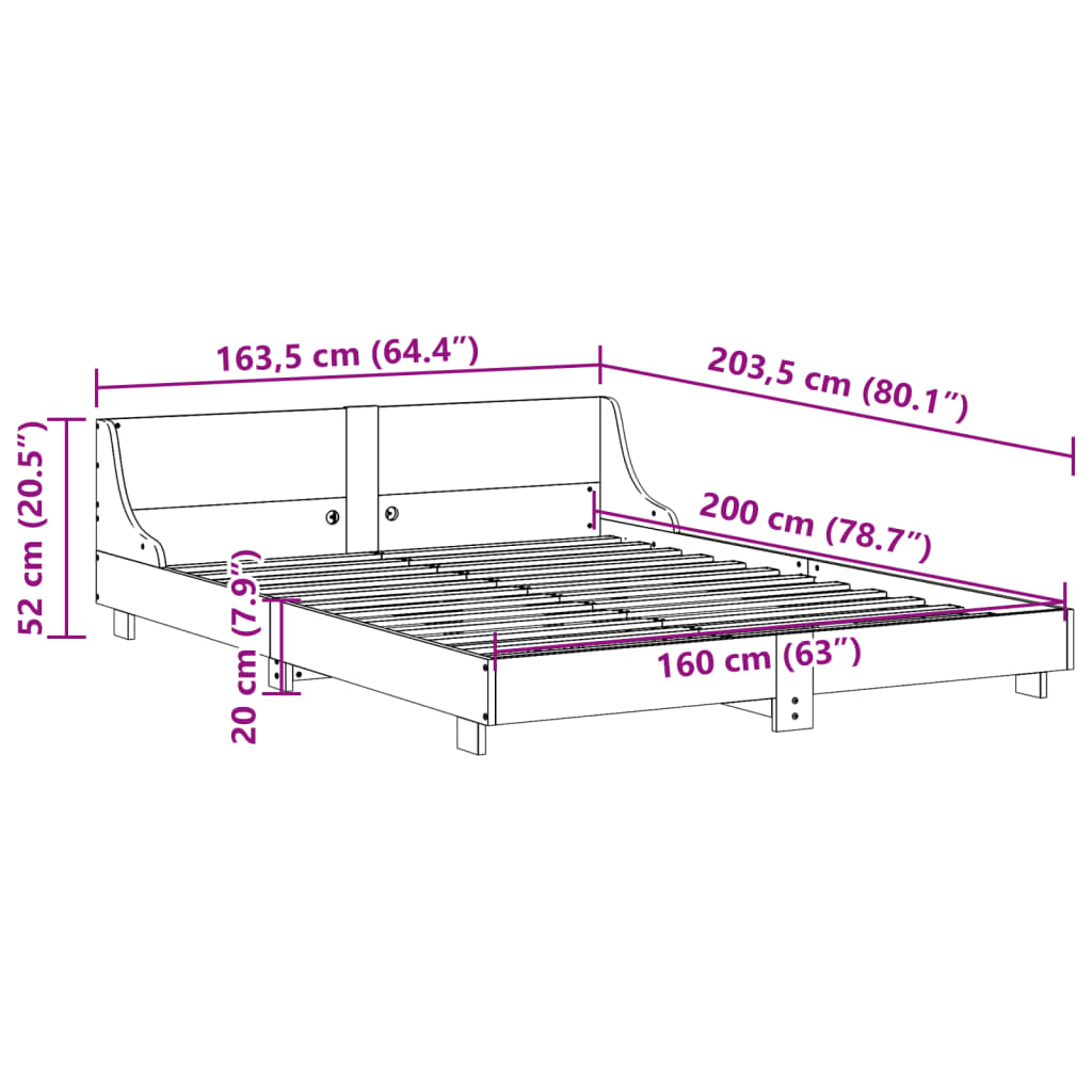 Massivholzbett ohne Matratze 160x200 cm Kiefernholz - heimxxl.de