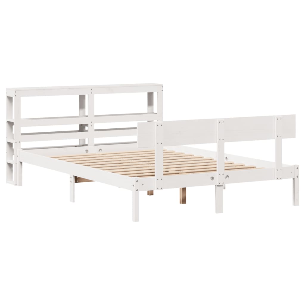 Massivholzbett ohne Matratze Weiß 150x200 cm Kiefernholz