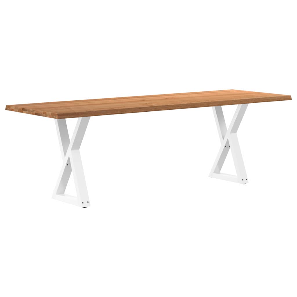 Esstisch mit Baumkanten Hellbraun 240x80x74 cm Massivholz Eiche
